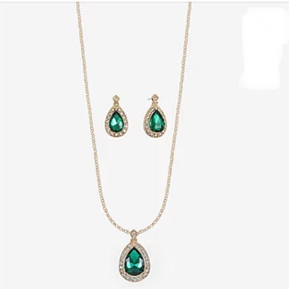 Monet Jewelry Pendant Necklace And Drop Earring 2. pc.Glass Jewelry Set - Picture 5 of 6